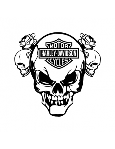 Harley Davidson Teschio e Rose 50cm - Adesivo Prespaziato