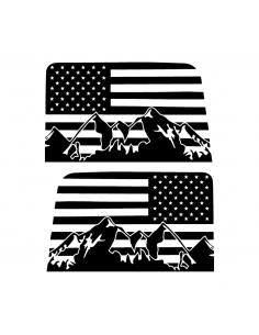 Coppia Bandiera USA Montagne - Adesivo Prespaziato