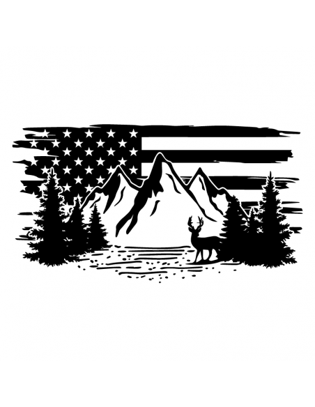 Bandiera USA Montagne Cervo - Adesivo Prespaziato