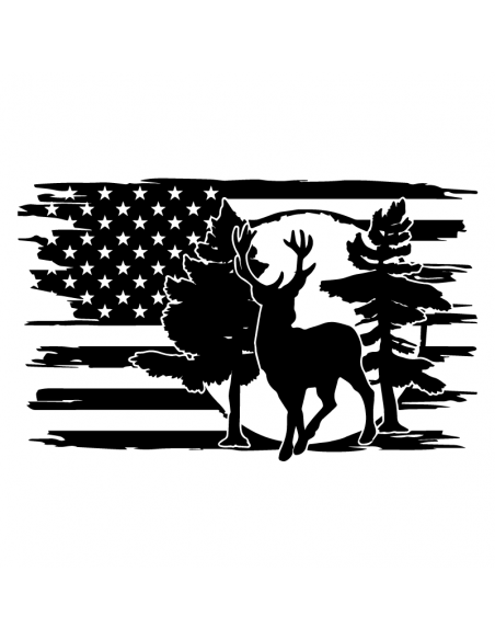 Bandiera USA Cervo Alberi - Adesivo Prespaziato