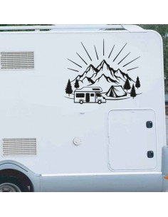 Camper Montagne Alberi - Adesivo Prespaziato 2