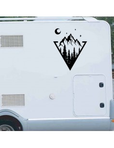 Paesaggio Montagne Pini Luna - Adesivo Prespaziato 2