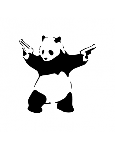 Banksy Panda Armato - Adesivo Prespaziato