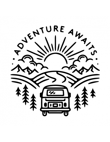Adventure Awaits Van - Adesivo Prespaziato