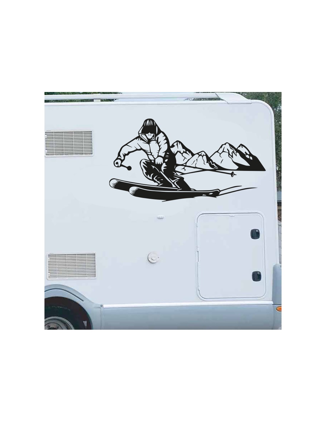 Sciatore di sci 115x90cm - Camper furgone automobile adesivi laterali  adesive auto sticker - 9931