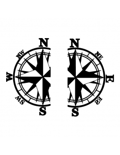 Coppia Rosa dei Venti divisa - Adesivo Prespaziato 2