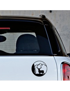 Cervo Montagne Cerchio - Adesivo Prespaziato 2