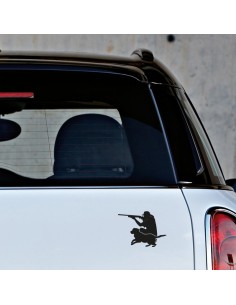 Cacciatore con cane - Adesivo Prespaziato 2