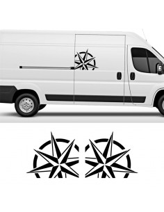 Coppia Rosa dei Venti Minimal - Adesivo Prespaziato