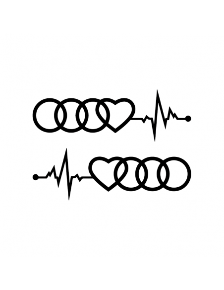 Coppia Audi Cuore Elettrocardiogramma - Adesivo Prespaziato