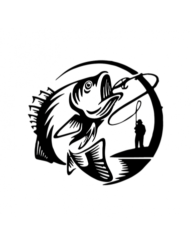Black Bass Pescatore - Adesivo Prespaziato
