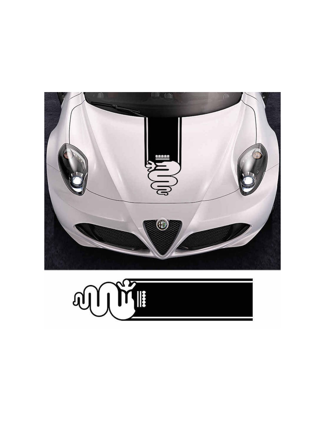 Alfa Romeo Striscia Cofano - Adesivo Prespaziato - AdesiviStore