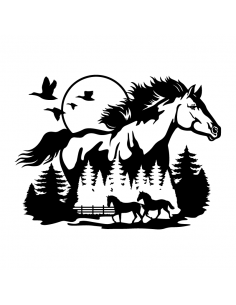 Cavallo Tramonto Bosco - Adesivo Prespaziato 2