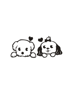 Coppia Cani Love - Adesivo Prespaziato