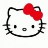 Hello Kitty con Fiocco - Adesivo Prespaziato